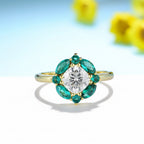 Jardin Émeraude Moissanite Ring – worn on hand