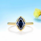 Olive Bleu Moissanite Ring – worn on hand