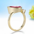 Poire Rose 3.5CT Pink Sapphire Moissanite Ring