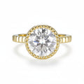 Lumière Bezel Moissanite Ring – round moissanite in sleek bezel setting in solid gold by Lunara