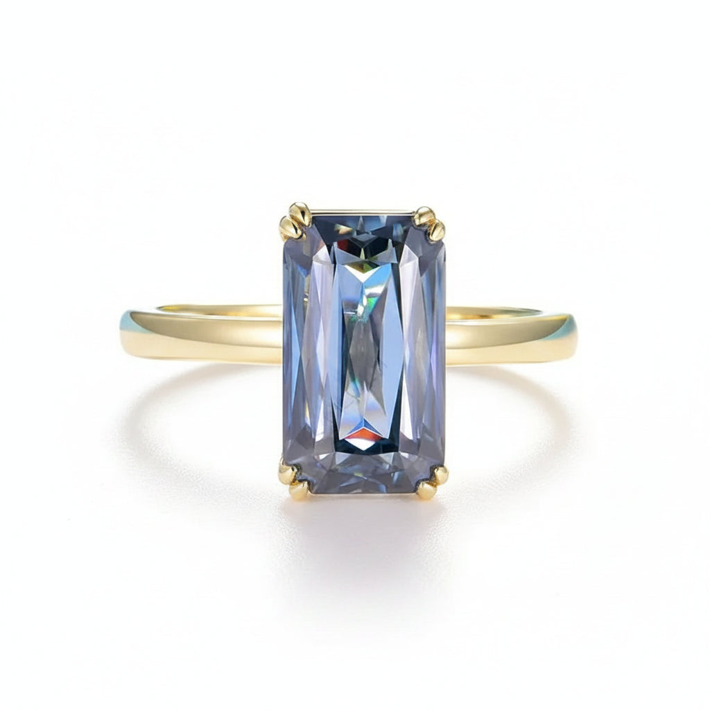 Croisé Bleu Moissanite Ring – blue moissanite crossover ring in solid gold by Lunara
