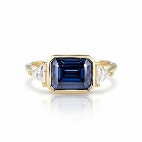 Brume Grise Moissanite Emerald Ring – grey moissanite emerald cut in solid gold by Lunara