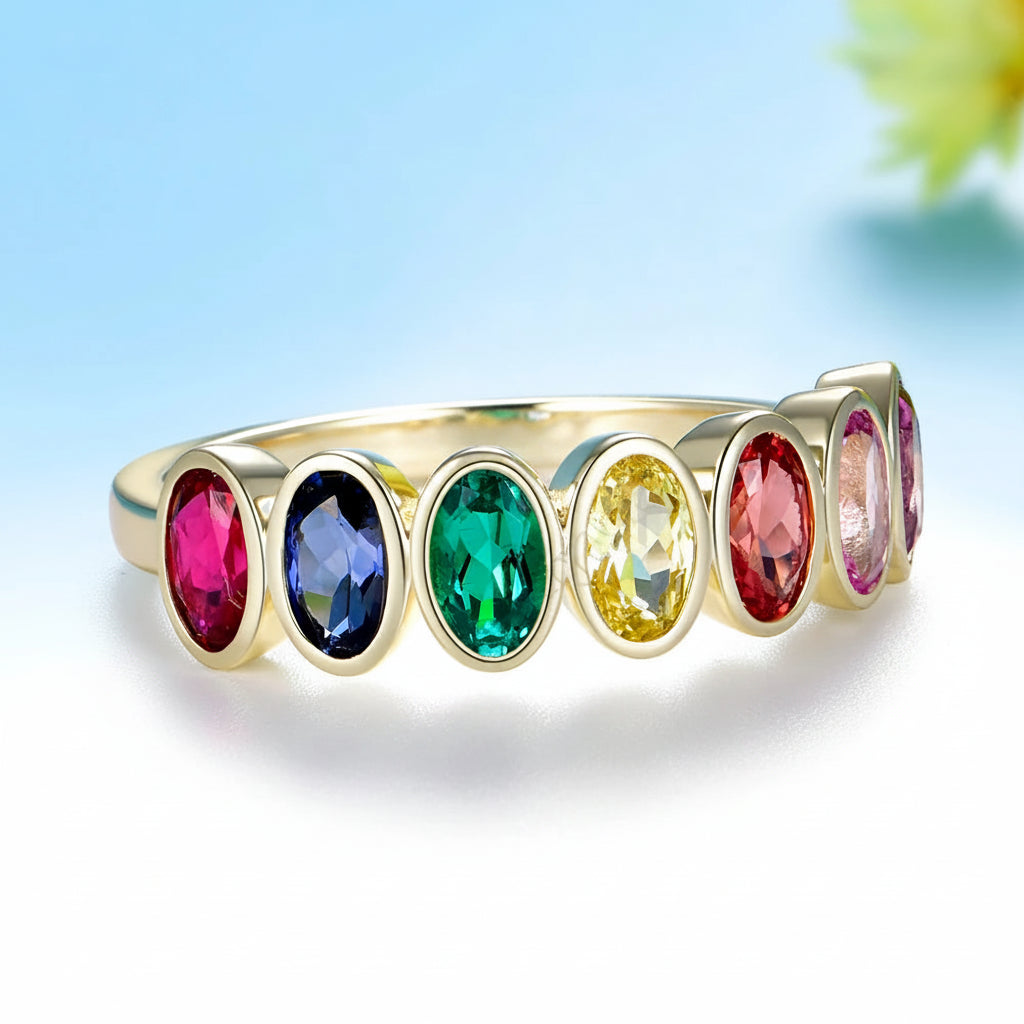 Arc-en-Ciel Rainbow Sapphire Ring – worn on hand