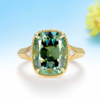 Cyan Cushion 7CT OMC Moissanite Ring – worn on hand