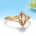 Marquise Champagne 1CT Moissanite Ring – white gold option
