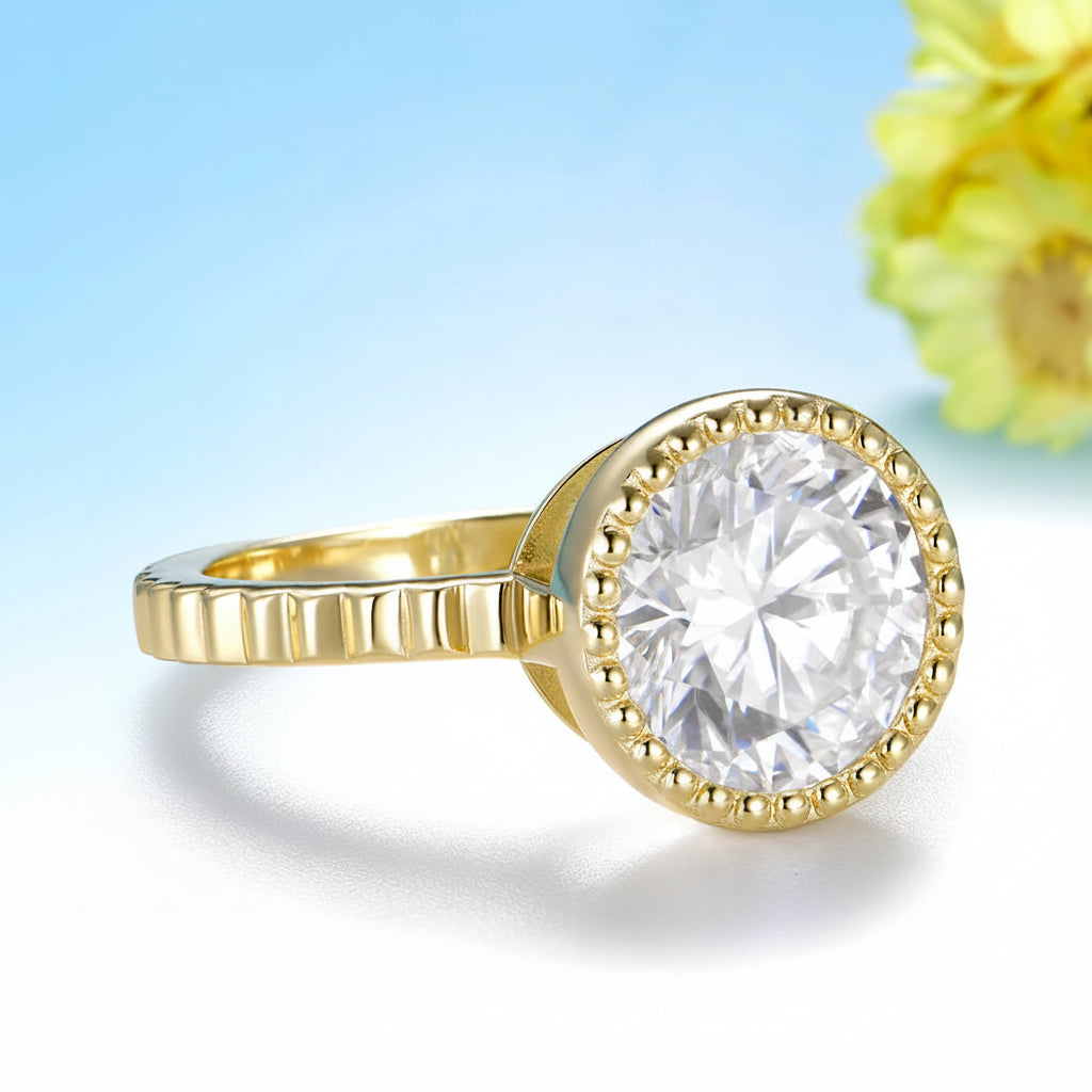 Lumière Bezel Moissanite Ring – yellow gold option
