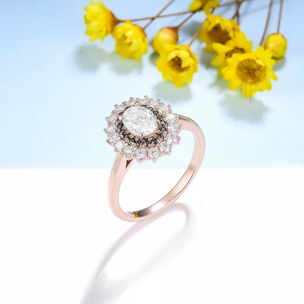 Dualité Moissanite Contrast Ring – worn on hand