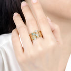 Bicolore Champagne Cyan 0.6CTW Moissanite Ring