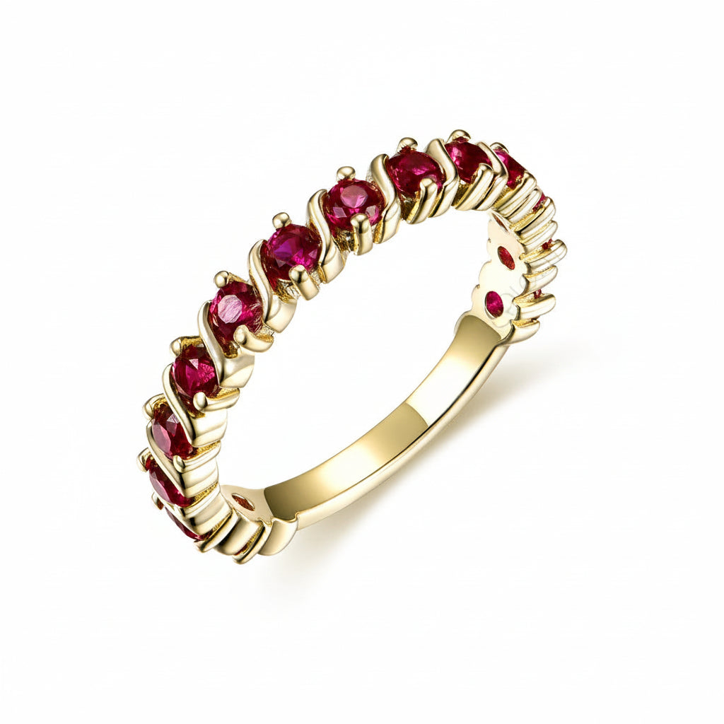 Rosée Ruby Band Ring – top view of ruby band
