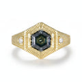 Nocturne Grey Hexagon Moissanite Ring – grey hexagon moissanite in solid gold by Lunara