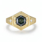 Nocturne Grey Hexagon Moissanite Ring – grey hexagon moissanite in solid gold by Lunara