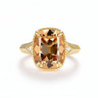 Coussin Champagne 7CT OMC Moissanite Ring – 7CT champagne old mine cut moissanite in solid gold by Lunara
