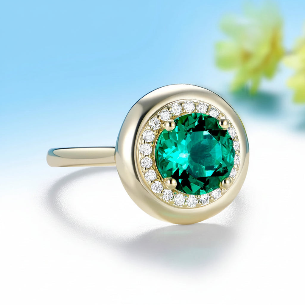 Jardin Vert Emerald Moissanite Ring – yellow gold option