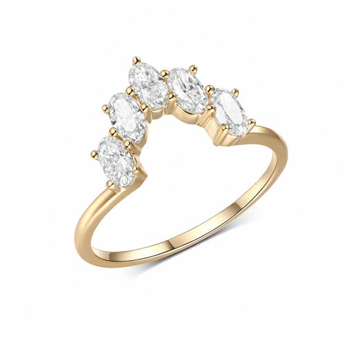 Aurore Oval Moissanite Ring – top view of oval stone