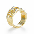 Bicolore Champagne Cyan 0.6CTW Moissanite Ring