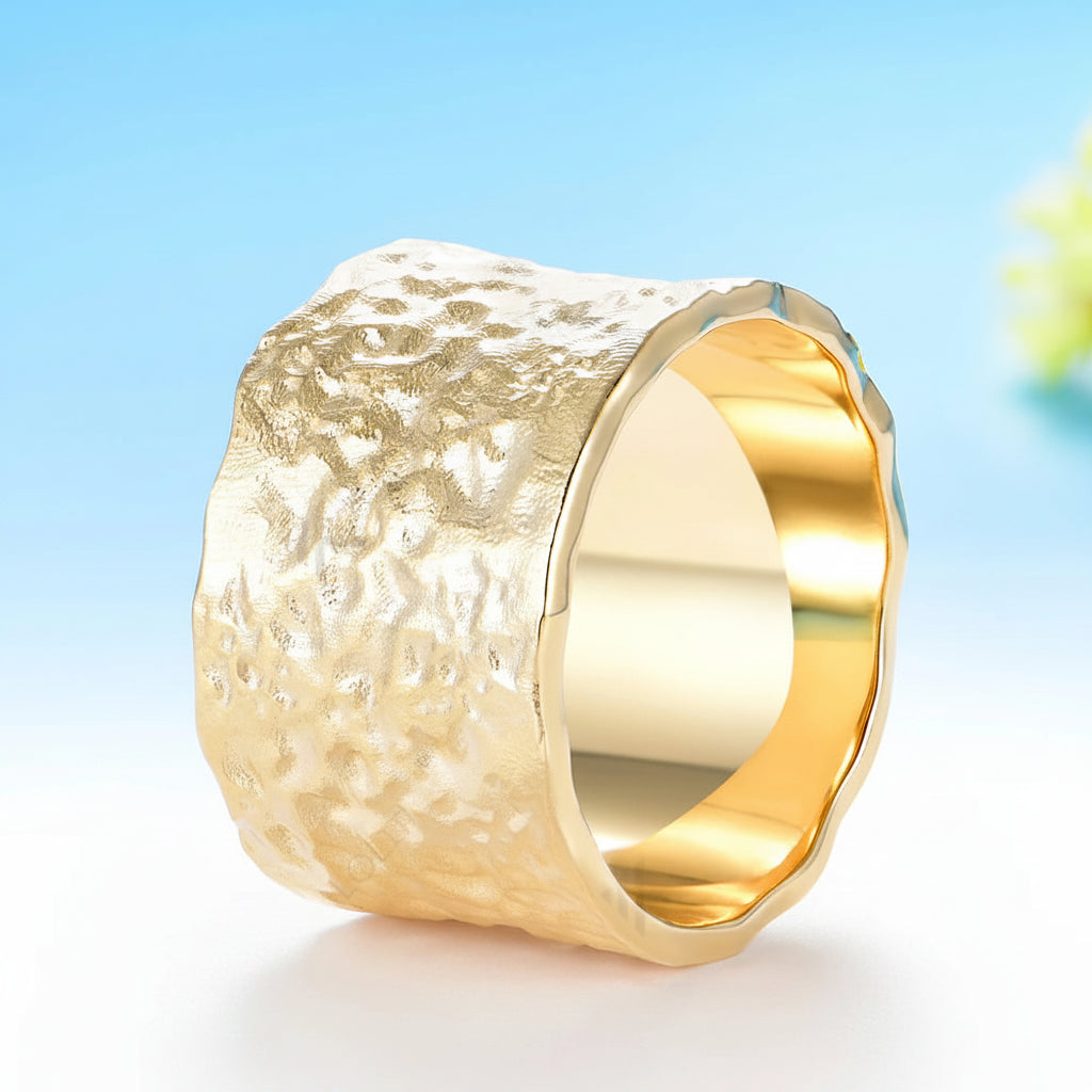 Martelé Hammered Gold Band Ring – rose gold option