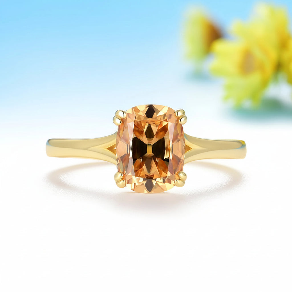 Coussin Champagne OMC 3CT Moissanite Ring
