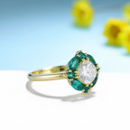 Jardin Émeraude Moissanite Ring – white gold setting