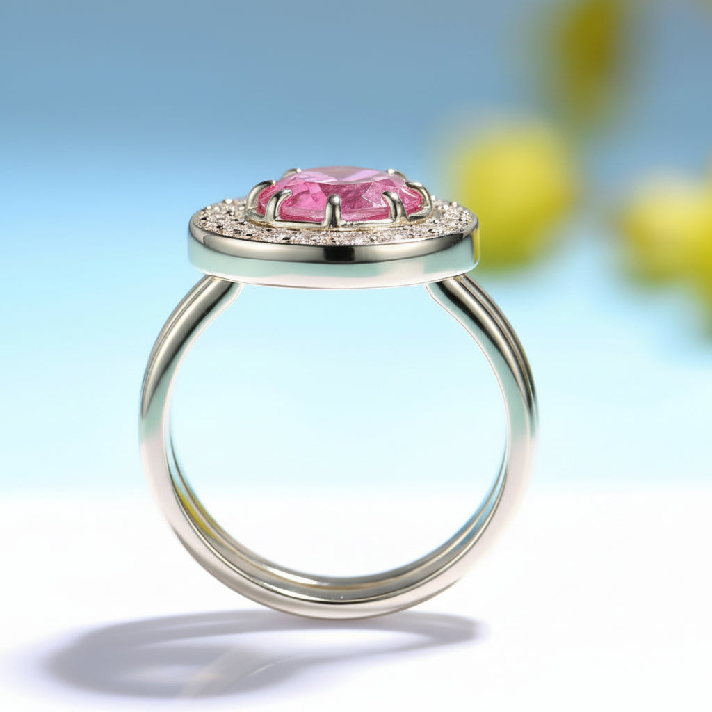 Rosace Pink Sapphire Set Ring – white gold variant