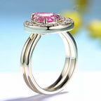 Rosace Pink Sapphire Set Ring – worn on hand