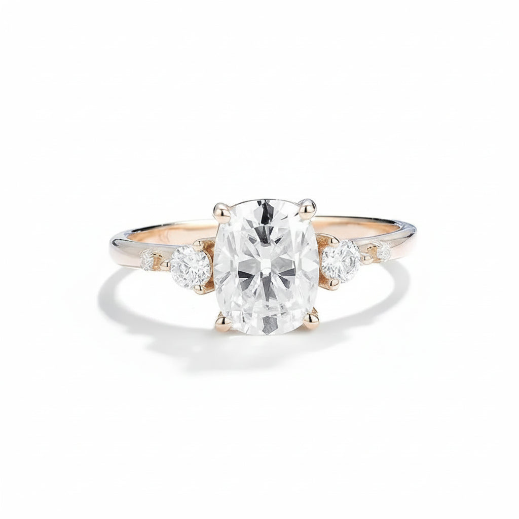 Grand Coussin Moissanite Ring – large cushion cut moissanite in solid gold by Lunara