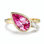 Poire Rose 3.5CT Pink Sapphire Moissanite Ring