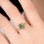 Cyan Trio 3CT OMC Moissanite Ring Set – close-up of cyan OMC stones