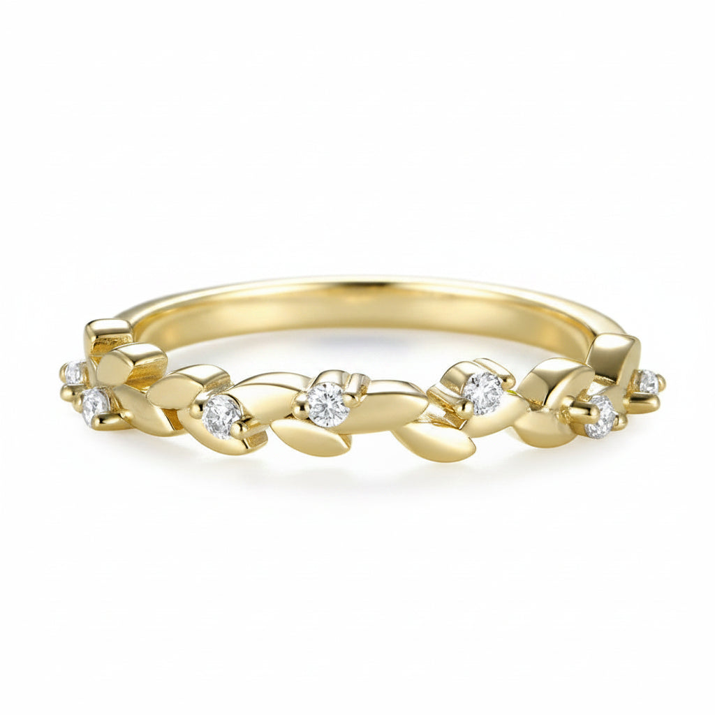 Blé d'Or Lab Diamond Wheat Band Ring – 0.1CTW IGI lab diamond wheat band in solid gold by Lunara