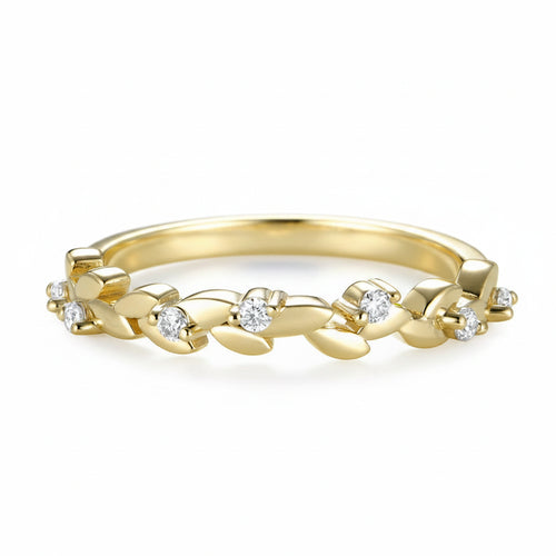 Blé d'Or Lab Diamond Wheat Band Ring – 0.1CTW IGI lab diamond wheat band in solid gold by Lunara