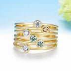 Bicolore Champagne Cyan 0.6CTW Moissanite Ring