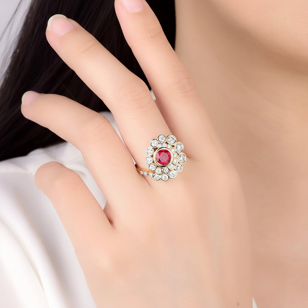 Flamme Ruby Spiral Ring – yellow gold option