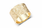 Martelé Hammered Gold Band Ring – worn on hand