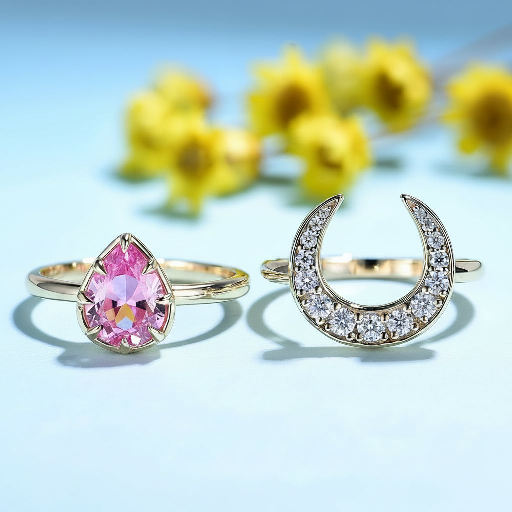 Rosace Pink Sapphire Set Ring – close-up of pink sapphires