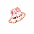Rose Asscher Pink Sapphire Ring – top view of pink asscher stone