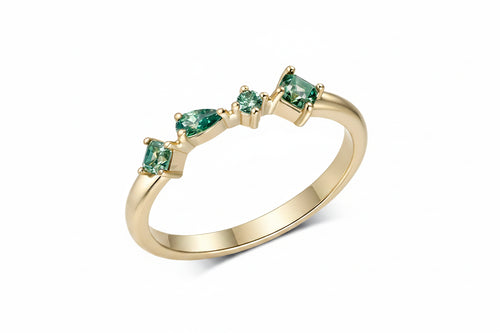 Aquarelle Cyan Moissanite Band Ring – top view of band