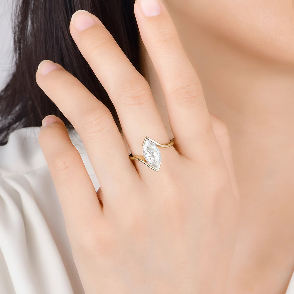 Aurore Marquise Moissanite Ring – white gold option