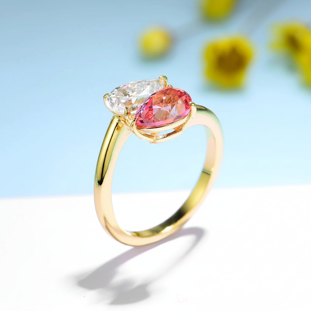 Aurore Padparadscha Moissanite Ring – yellow gold option