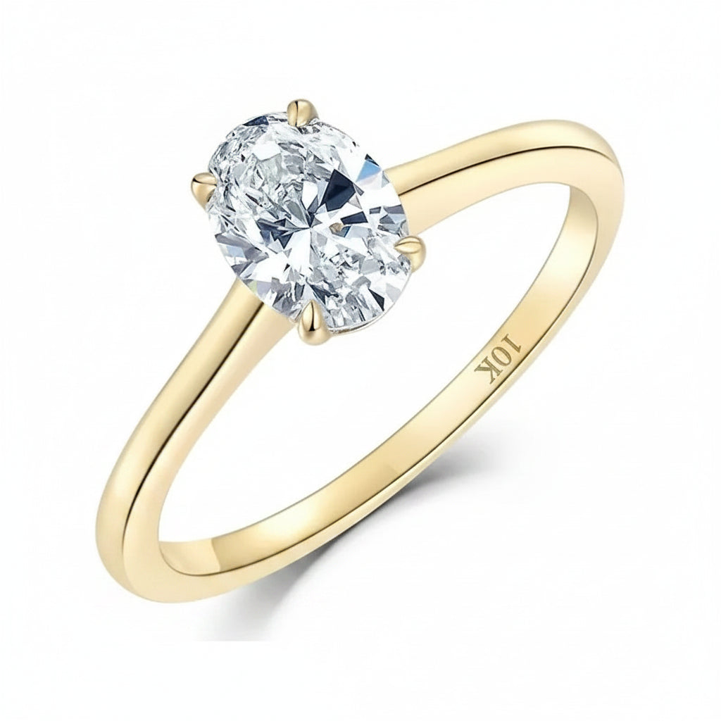 Lumière Ovale Moissanite Solitaire Ring – top view of oval stone