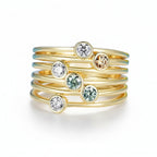 Bicolore Champagne Cyan 0.6CTW Moissanite Ring