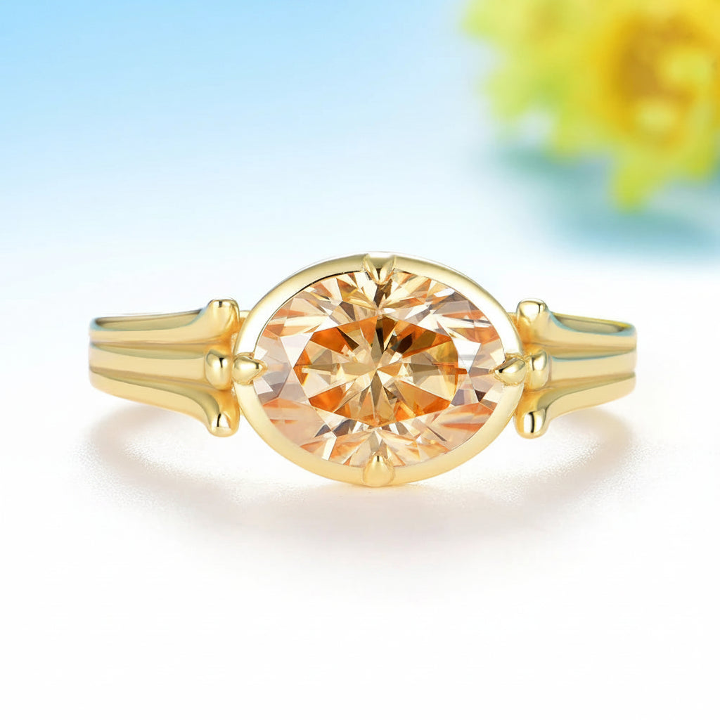 Ovale Champagne 2CT Moissanite Ring