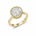 Lumière Bezel Moissanite Ring – top view of bezel set moissanite