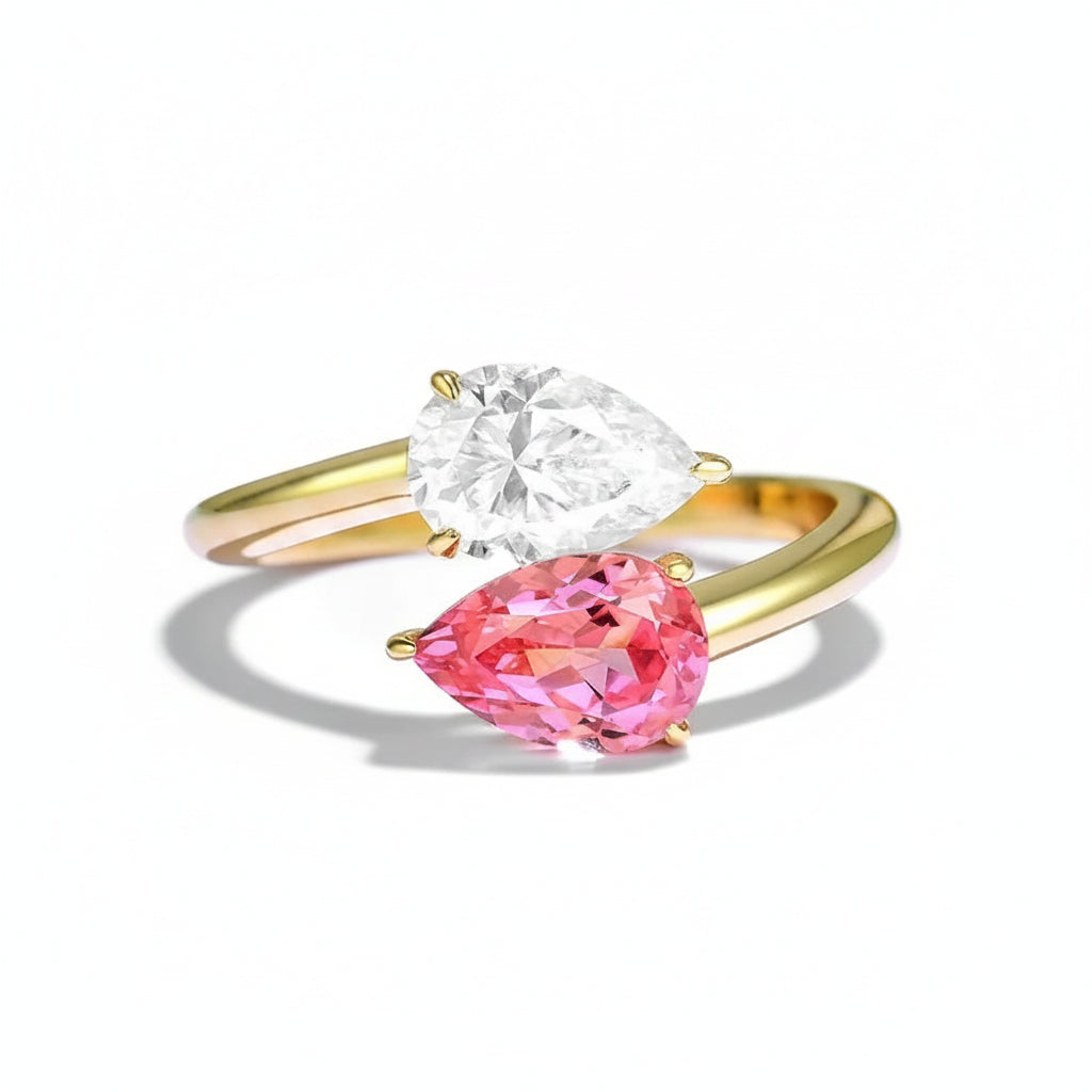 Aurore Padparadscha Moissanite Ring – padparadscha sapphire moissanite ring in solid gold by Lunara