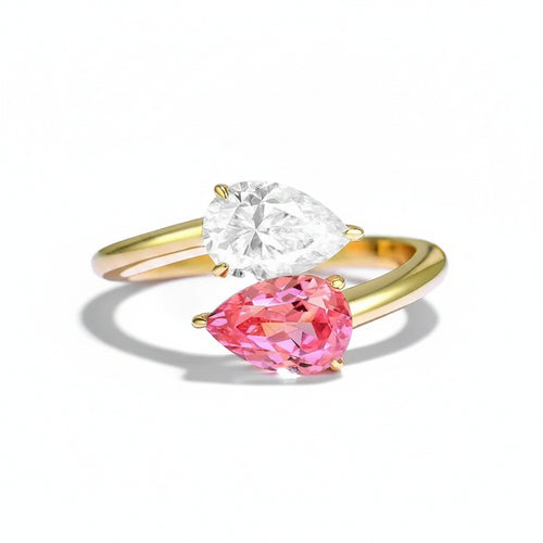 Aurore Padparadscha Moissanite Ring – padparadscha sapphire moissanite ring in solid gold by Lunara
