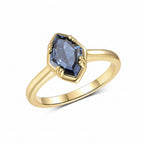 Olive Bleu Moissanite Ring – top view of olive cut