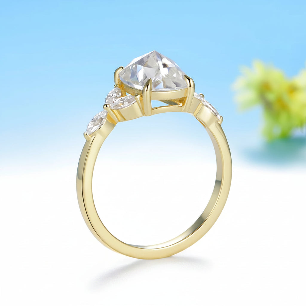 Coussin Rose Cut Moissanite Ring – worn on hand