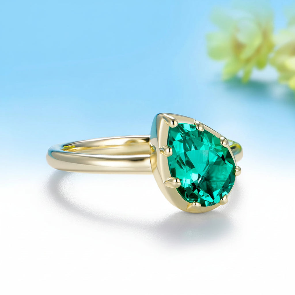 Poire Émeraude 2CT Emerald Pear Ring