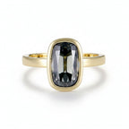 Velours Gris Cushion Moissanite Ring – grey old mine cut cushion moissanite in solid gold by Lunara