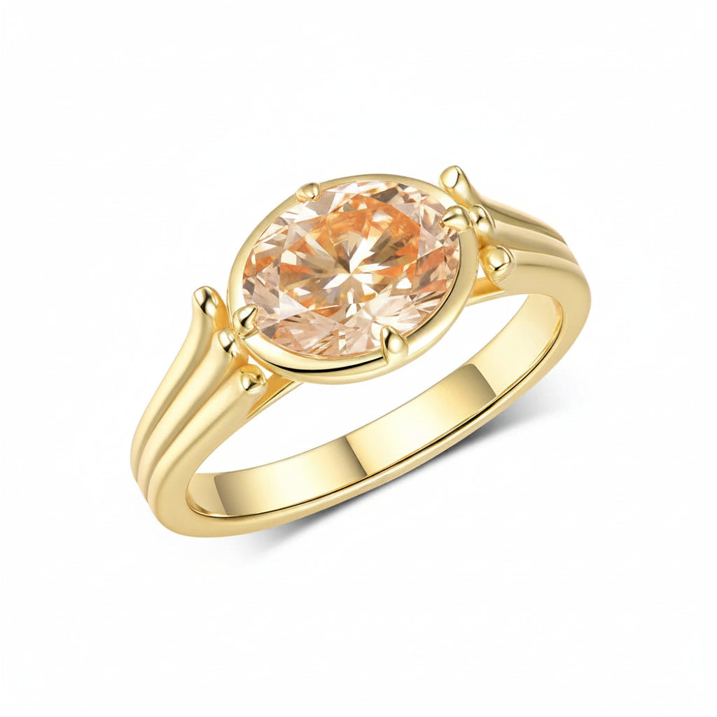 Ovale Champagne 2CT Moissanite Ring