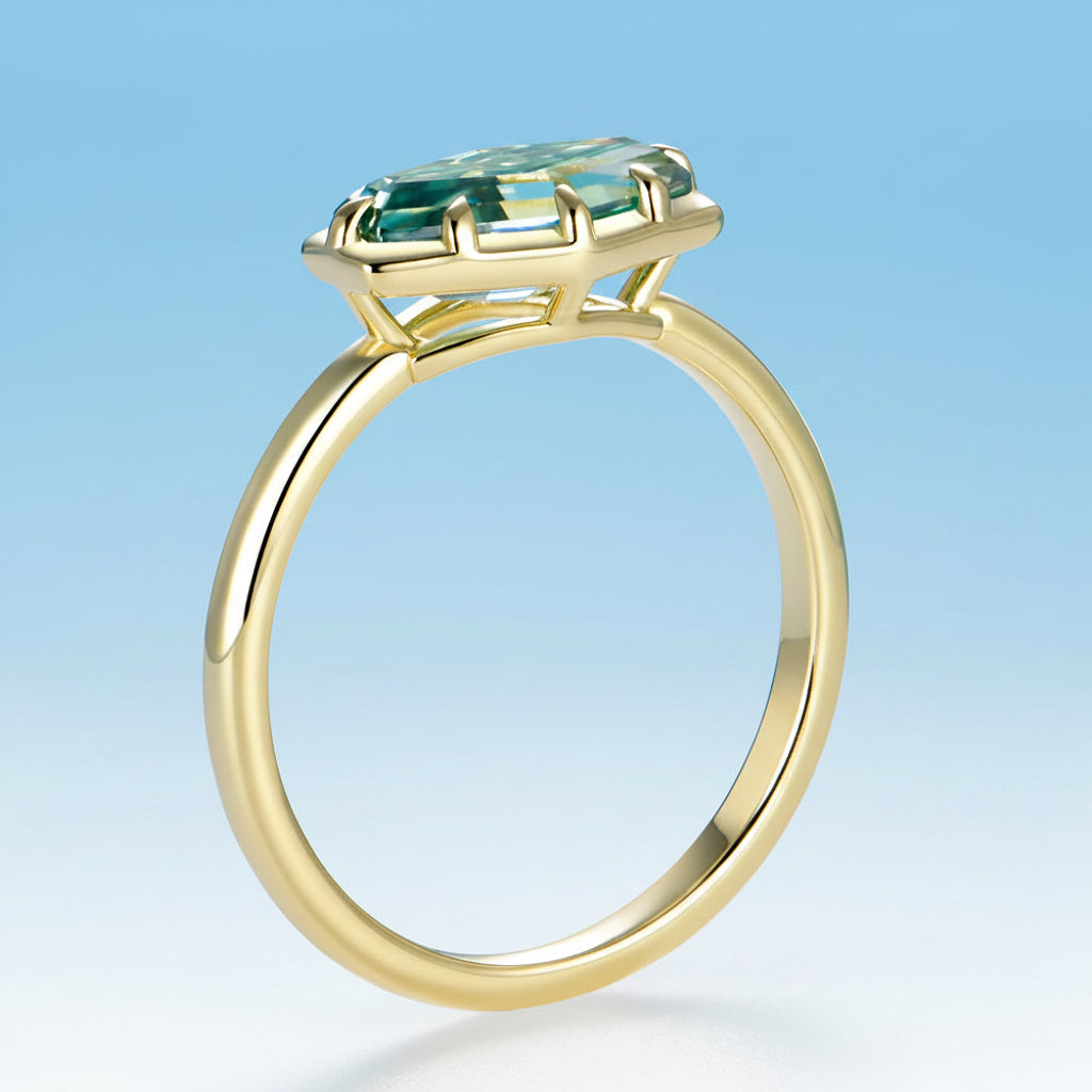 Hexagone Cyan 2CT Moissanite Ring