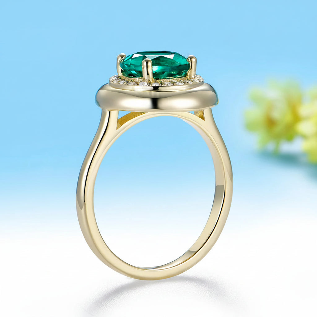 Jardin Vert Emerald Moissanite Ring – rose gold setting